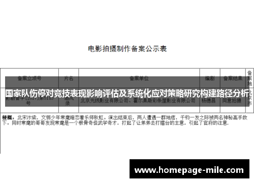 国家队伤停对竞技表现影响评估及系统化应对策略研究构建路径分析