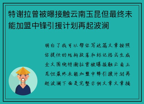 特谢拉曾被曝接触云南玉昆但最终未能加盟中锋引援计划再起波澜
